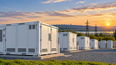 DTEK’s six operational battery storage sites use Fluence GridStack technology to support grid stability across central Ukraine. (Image Credit: AI Generated)