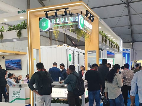 RE+ REPLUS stand in Hall 18 at REI Expo 2026 with a green RE+ logo.