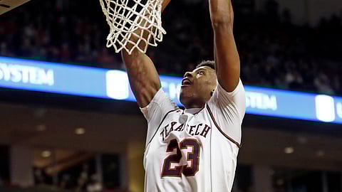 Texas Tech’s Jarrett Culver dunks during the second half of the team’s NCAA college basketball game against Arkansas, Saturday, Jan. 26, 2019, in Lubbock, Texas. (AP Photo/Brad Tollefson)