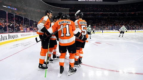 Will the Philadelphia Flyers’ Travis Konecny (11) celebrate a goal tonight? it's about time.