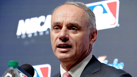 MLB Commissioner spoke yesterday at SportTechie in Brooklyn. (AP Photo/Nati Harnik, File)