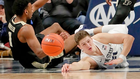 The tenacious play of Penn State's John Harrar has helped get the Nittany Lions into the Top 10 (AP Photo/Keith Srakocic)