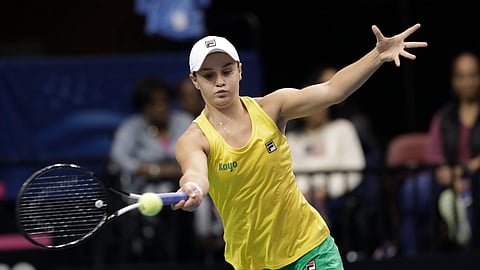 Australia’s Ashleigh Barty, seen here in a first-round Fed Cup tennis match in Asheville, N.C., Sunday, Feb. 10, 2019, is slated to play Tuesday in Qatar. (AP Photo/Chuck Burton)