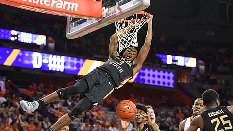 Florida State’s Trent Forrest dunks during the first half against Clemson Tuesday, Feb. 19, 2019, in Clemson, S.C. (AP Photo/Richard Shiro)