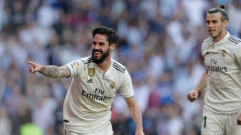 Real Madrid’s Isco celebrates a goal.