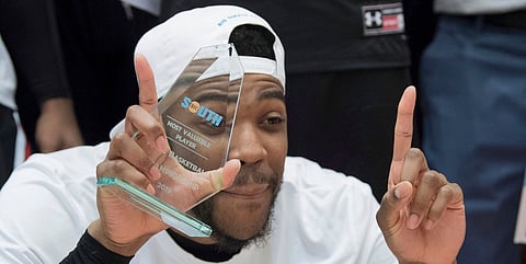 Gardner Webb forward DJ Laster was named the MVP of the Big South Conference tournament March 10 (Lee Luther Jr.)