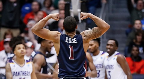 Fairleigh Dickinson’s Darnell Edge reacts Tuesday against Prairie View A&M (John Minchillo)