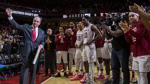 Temple head coach Fran Dunphy waves to the crowd before his last regular season home game March 9 (Chris Szagola)