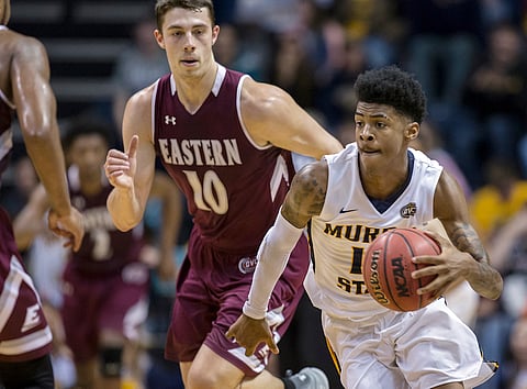Murray State’s Ja Morant drives in a January game against Eastern Kentucky (Ryan Hermens/The Paducah Sun)