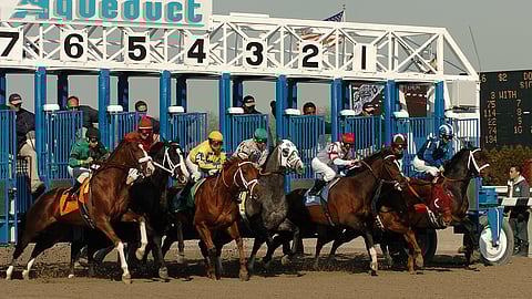 And they’re off at Aqueduct Racetrack.
