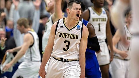 Wofford guard Fletcher Magee lets out a yell Thursday (Stephen B. Morton)
