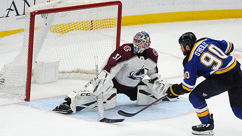 The Blues score on the Avalanche in days gone by. Peterson expects a different result tonight.