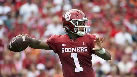 In this Oct. 6, 2018, file photo, Oklahoma quarterback Kyler Murray throws a pass against Texas during the first half of an NCAA college football game at the Cotton Bowl. Murray is a possible pick in the 2019 NFL Draft.