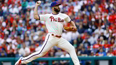Phillies’ Jake Arrieta throws in his last start, April 17 against the Mets (Matt Slocum)