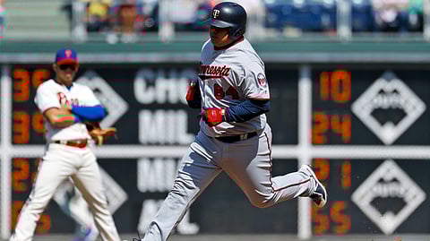 Minnesota’s Willians Astudillo rounds the bases after homering Saturday, the Phillies’ first less-than-three-hour game of the season (Matt Slocum)