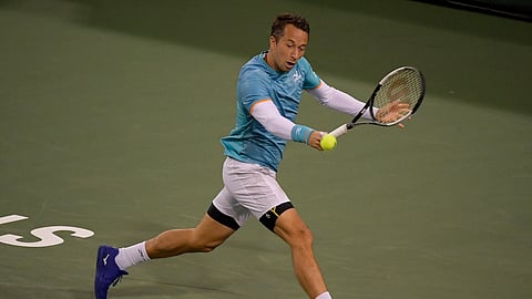 Philipp Kohlschreiber, Beat Novak Djokovic at Indian Wells in March, can he beat hom again in Monte Carlo? (AP Photo/Mark J. Terrill)