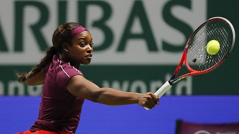 Sloane Stephens playing last October in Singapore, has reached the semifinals of the Madrid Open.