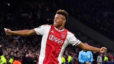 Ajax’s David Neres celebrates after scoring Wednesday (Martin Meissner)