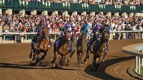 Heading into the first turn at Keeneland