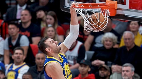 Warriors center Andrew Bogut dunks in Game 4 on May 20 (Craig Mitchelldyer)