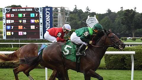 Fog of War, shown last August winning in Saratoga, races today at Belmont.