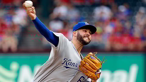 Royals starting pitcher Jakob Junis throws in the first inning May 30 (Tony Gutierrez)