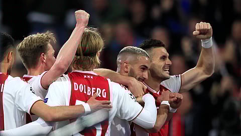 This is a photo from the first half, when things were going well for Ajax. (AP Photo/Peter Dejong)