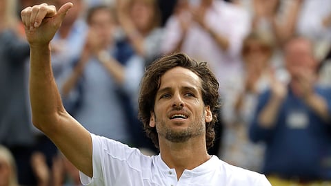 Feliciano Lopez reacts after defeating Milos Raonic in the quarterfinals of the Fever-Tree Championships on June 21 (Kirsty Wigglesworth)