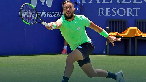 Defending champion Damir Dzumhur plays in the quarterfinals today in Turkey.