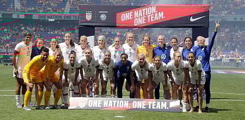 The United States women’s national team  following an international friendly soccer match against Mexico on  May 26 (Julio Cortez)