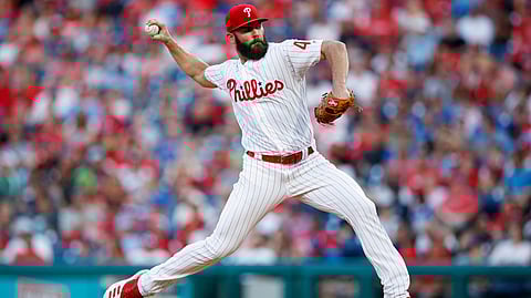 Jake Arrieta throws in his last start June 25 against the Mets (Matt Slocum)