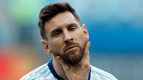 Argentina’s Lionel Messi strokes his beard prior a Copa America Group B soccer match against Qatar at Arena do Gremio, Porto Alegre, Brazil, Sunday, June 23, 2019.
