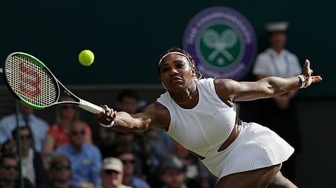 United States’ Serena Williams returns to Italy’s Giulia Gatto-Monticone in a Women’s singles match during day two of the Wimbledon Tennis Championships in London, Tuesday, July 2, 2019. (AP Photo/Ben Curtis)
