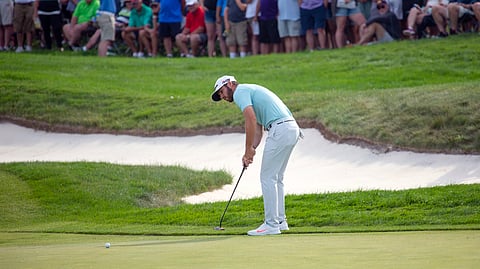 Matthew Wolff putts for eagle on the 18th hole to win during the final round of the 3M Open golf tournament Sunday, July 7, 2019, in Blaine, Minn.