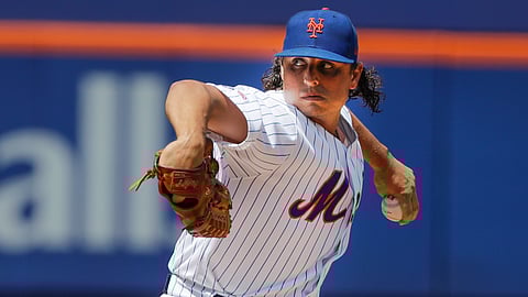 New York Mets' Jason Vargas delivers a pitch during the first inning of a baseball game against the Pittsburgh Pirates Sunday, July 28, 2019, in New York. (AP Photo/Frank Franklin II)