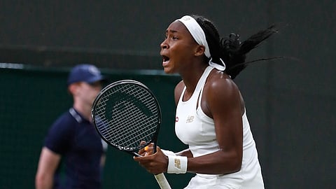 No pictures yet from Austria so here's Cori “Coco” Gauff celebrating after beating Slovakia’s Magdalena Rybaikova in a Women’s singles match at Wimbledon. (AP Photo/Alastair Grant)