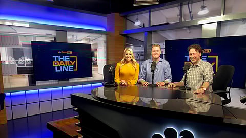 Sara Perlman will join Tim Murray (center) and Michael Jenkins when The Daily Show begins simulcasting on Aug. 5