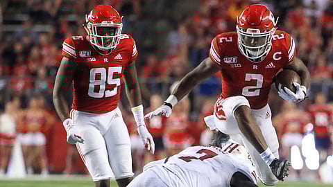 Rutgers running back Raheem Blackshear (2) hurdles a Massachusetts defender during a 20-yard reception on Aug. 30 (Andrew Mills/NJ Advance Media)