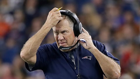 New England Patriots head coach Bill Belichick watches from the sideline in the first half of an NFL preseason football game against the New York Giants, Thursday, Aug. 29, 2019, in Foxborough, Mass.