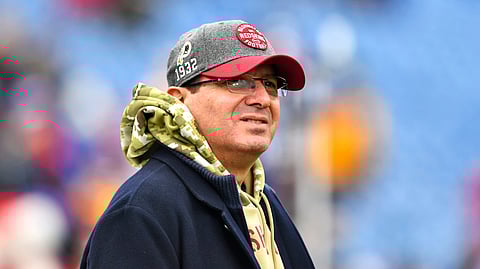 In this Nov. 3, 2019 file photo, Washington Redskins owner Daniel Snyder is shown before an NFL football game against the Buffalo Bills in Orchard Park, N.Y. Snyder has met with Maryland lawmakers to discuss allowing sports betting at a new stadium in the state.