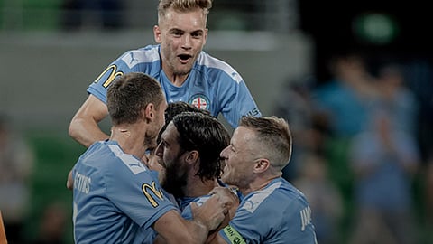 Melbourne City celebrates a goal