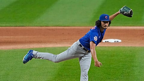 Chicago Cubs starting pitcher Yu Darvish, of Japan, throws the ball against the Chicago White Sox during the fourth inning of a baseball game in Chicago, Friday, Sept. 25, 2020. (AP Photo/Nam Y. Huh)