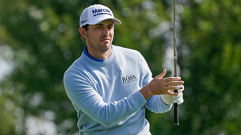 Patrick Cantlay, of the United States, plays his shot from the sixth tee during the second round of the US Open Golf Championship, Friday, Sept. 18, 2020, in Mamaroneck, N.Y.