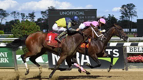 Racing at Belmont Park.