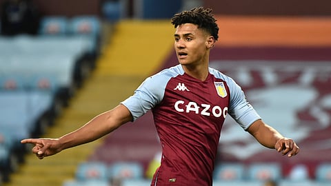 Aston Villa's Ollie Watkins during the English Premier League soccer match between Aston Villa and Crystal Palace at the Villa Park stadium in Birmingham, England, Saturday, Dec. 26, 2020.