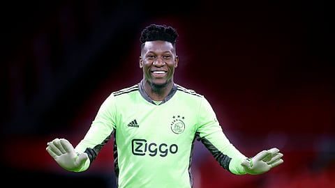 AFC Ajax goalie Andrey Onana in action