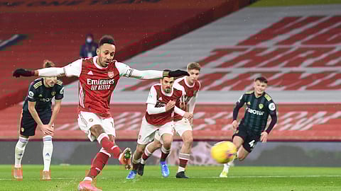 Pierre-Emerick Emiliano François Aubameyang, captain of Arsenal, in action