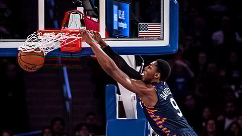 RJ Barrett dunking for the Knicks.