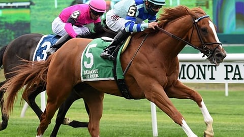 Racing at Belmont Park.