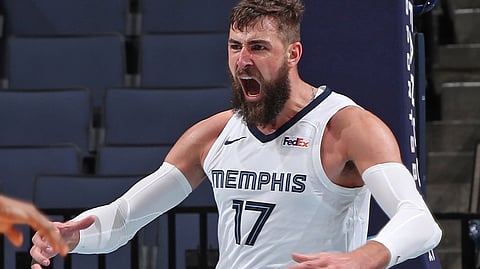 Jonas Valanciunas gets a little excited once in awhile.